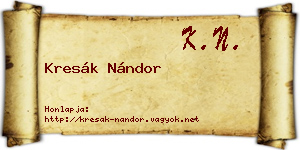 Kresák Nándor névjegykártya